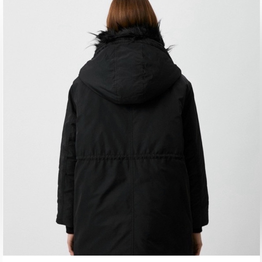 The Kooples Paris Black Faux Fur Hooded Puffer Parka Coat Size M Women’s NWT - Picture 10 of 11